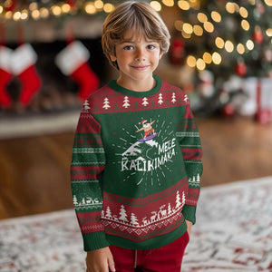 Christmas In July Surfing Santa Knit Sweatshirt Mele Kalikimaka Summer Beach Hawaii TS10 Christmas Print Your Wear