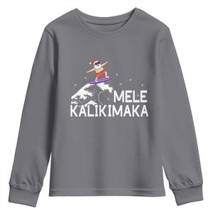 Christmas In July Surfing Santa Youth Sweatshirt Mele Kalikimaka Summer Beach Hawaii TS10 Charcoal Print Your Wear