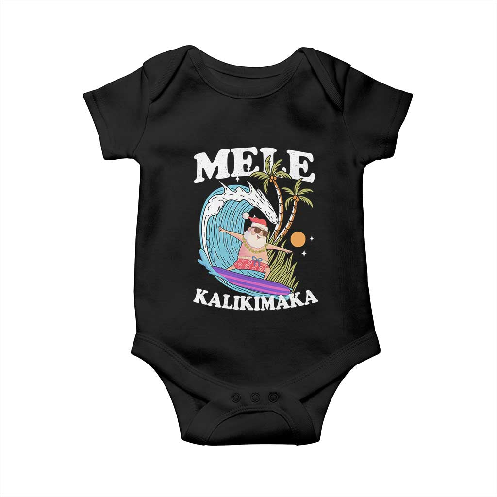 Mele Kalikimaka Hawaii Christmas Surfing Santa Baby Onesie Summer Beach Hawaii Xmas In July TS10 Black Print Your Wear