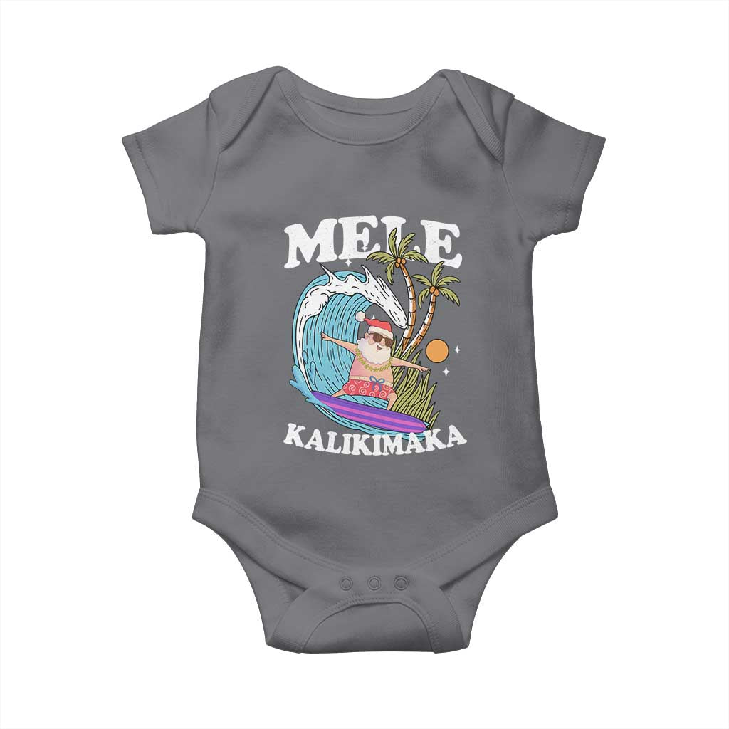 Mele Kalikimaka Hawaii Christmas Surfing Santa Baby Onesie Summer Beach Hawaii Xmas In July TS10 Charcoal Print Your Wear