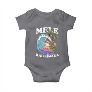 Mele Kalikimaka Hawaii Christmas Surfing Santa Baby Onesie Summer Beach Hawaii Xmas In July TS10 Charcoal Print Your Wear