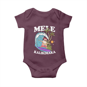 Mele Kalikimaka Hawaii Christmas Surfing Santa Baby Onesie Summer Beach Hawaii Xmas In July TS10 Maroon Print Your Wear
