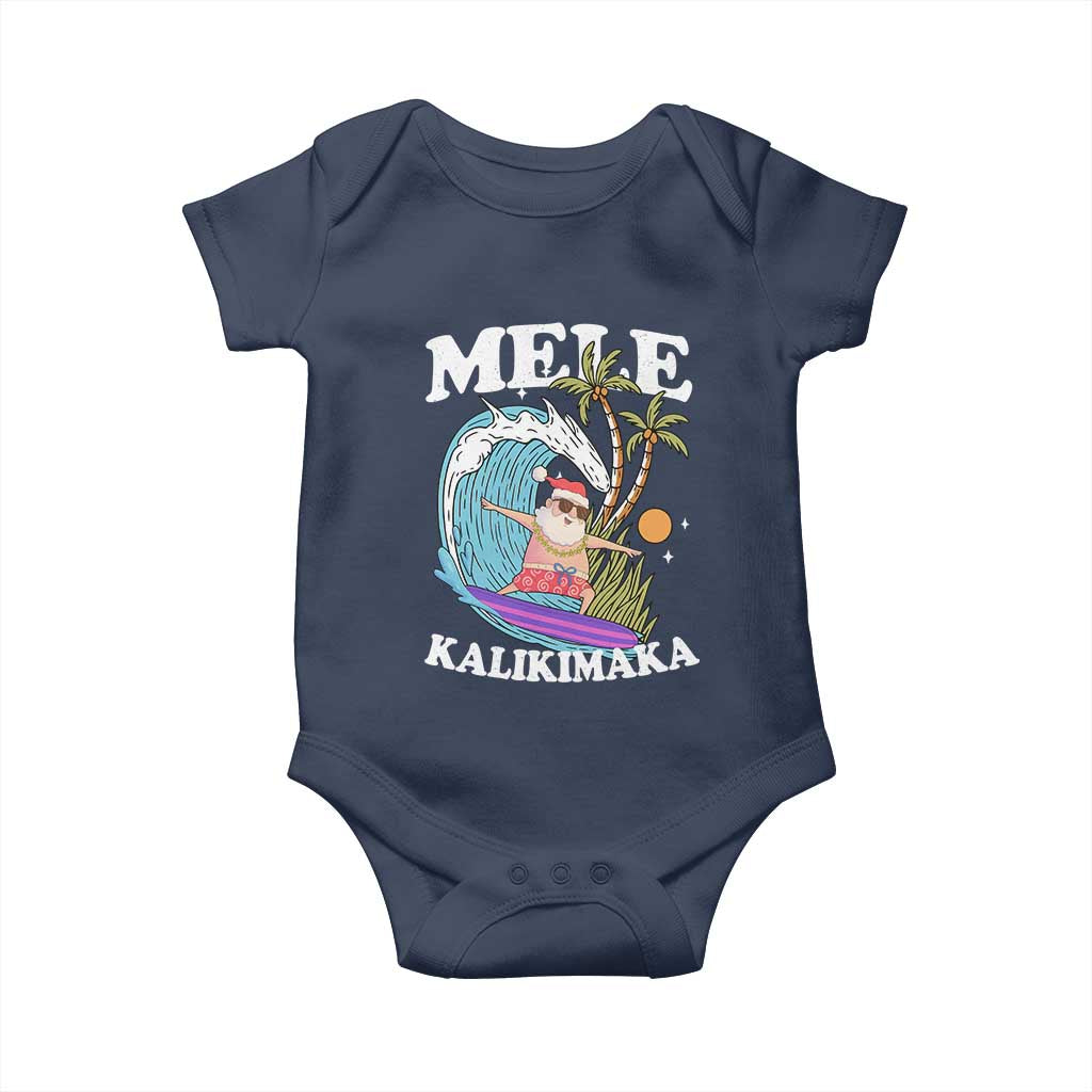 Mele Kalikimaka Hawaii Christmas Surfing Santa Baby Onesie Summer Beach Hawaii Xmas In July TS10 Navy Print Your Wear