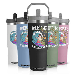 Mele Kalikimaka Hawaii Christmas Surfing Santa Flip Straw Tumbler Summer Beach Hawaii Xmas In July TS10 Print Your Wear