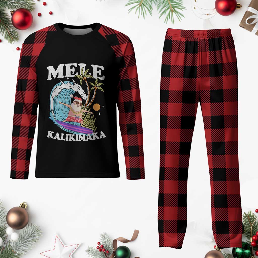 Mele Kalikimaka Hawaii Christmas Surfing Santa Plaid Pajama Set Summer Beach Hawaii Xmas In July TS10 Buffalo Plaid Print Your Wear