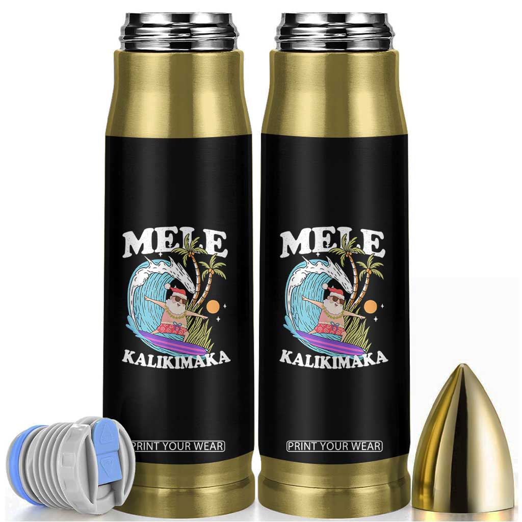 Mele Kalikimaka Hawaii Christmas Surfing Santa Bullet Tumbler Summer Beach Hawaii Xmas In July TS10 Black Print Your Wear