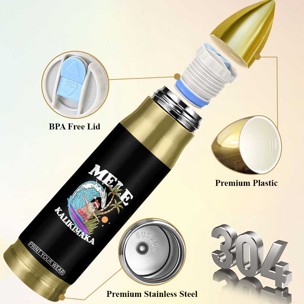 Mele Kalikimaka Hawaii Christmas Surfing Santa Bullet Tumbler Summer Beach Hawaii Xmas In July TS10 Print Your Wear