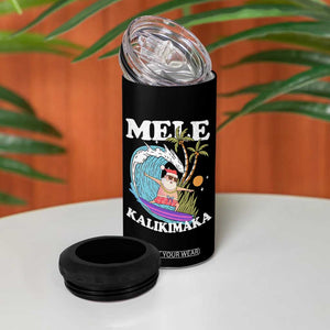 Mele Kalikimaka Hawaii Christmas Surfing Santa 4 in 1 Can Cooler Tumbler Summer Beach Hawaii Xmas In July TS10 Print Your Wear