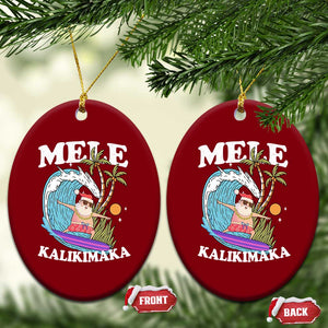 Mele Kalikimaka Hawaii Xmas Surfing Santa Ceramic Ornament Summer Beach Hawaii Xmas In July TS10 Print Your Wear