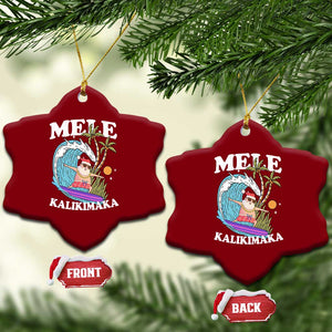 Mele Kalikimaka Hawaii Xmas Surfing Santa Ceramic Ornament Summer Beach Hawaii Xmas In July TS10 Print Your Wear