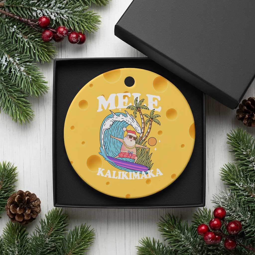 Mele Kalikimaka Hawaii Xmas Surfing Santa Ceramic Ornament Summer Beach Hawaii Xmas In July TS10 1pc Yellow Cheese Print Your Wear