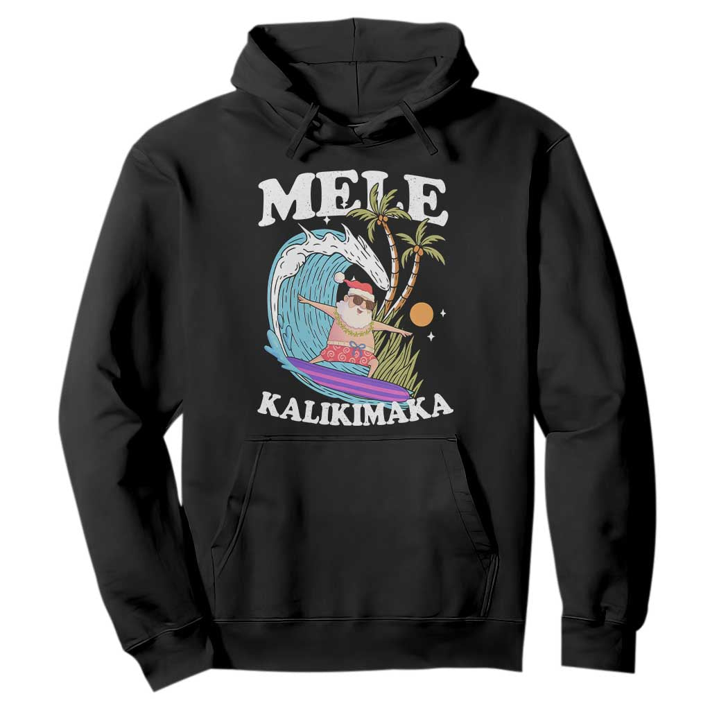 Mele Kalikimaka Hawaii Christmas Surfing Santa Hoodie Summer Beach Hawaii Xmas In July TS10 Black Print Your Wear