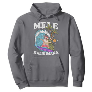 Mele Kalikimaka Hawaii Christmas Surfing Santa Hoodie Summer Beach Hawaii Xmas In July TS10 Charcoal Print Your Wear