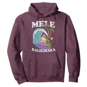 Mele Kalikimaka Hawaii Christmas Surfing Santa Hoodie Summer Beach Hawaii Xmas In July TS10 Maroon Print Your Wear