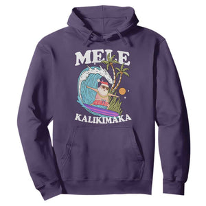 Mele Kalikimaka Hawaii Christmas Surfing Santa Hoodie Summer Beach Hawaii Xmas In July TS10 Purple Print Your Wear
