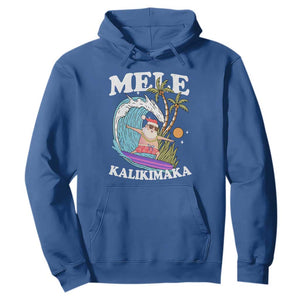 Mele Kalikimaka Hawaii Christmas Surfing Santa Hoodie Summer Beach Hawaii Xmas In July TS10 Royal Blue Print Your Wear