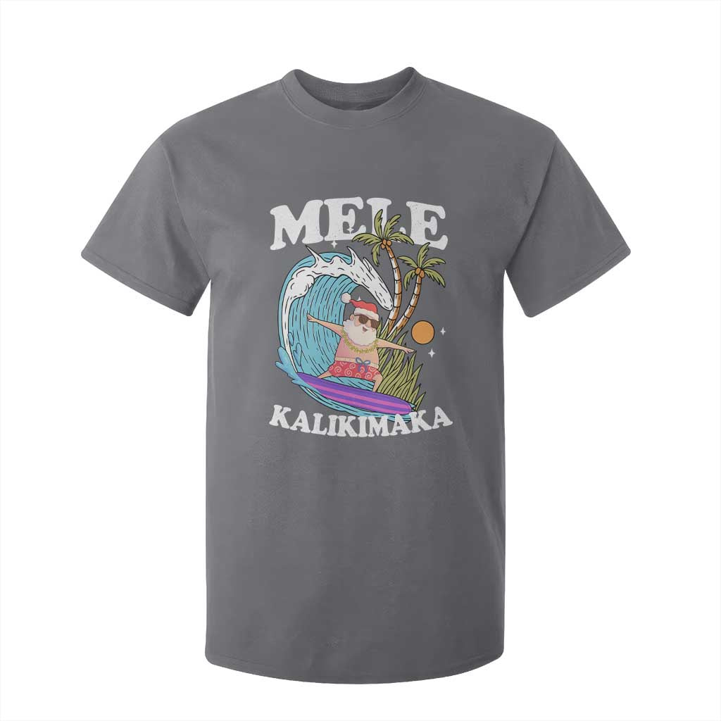 Mele Kalikimaka Hawaii Christmas Surfing Santa T Shirt For Kid Summer Beach Hawaii Xmas In July TS10 Charcoal Print Your Wear