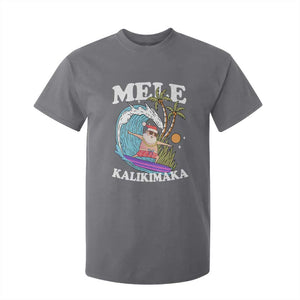 Mele Kalikimaka Hawaii Christmas Surfing Santa T Shirt For Kid Summer Beach Hawaii Xmas In July TS10 Charcoal Print Your Wear