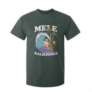 Mele Kalikimaka Hawaii Christmas Surfing Santa T Shirt For Kid Summer Beach Hawaii Xmas In July TS10 Dark Forest Green Print Your Wear