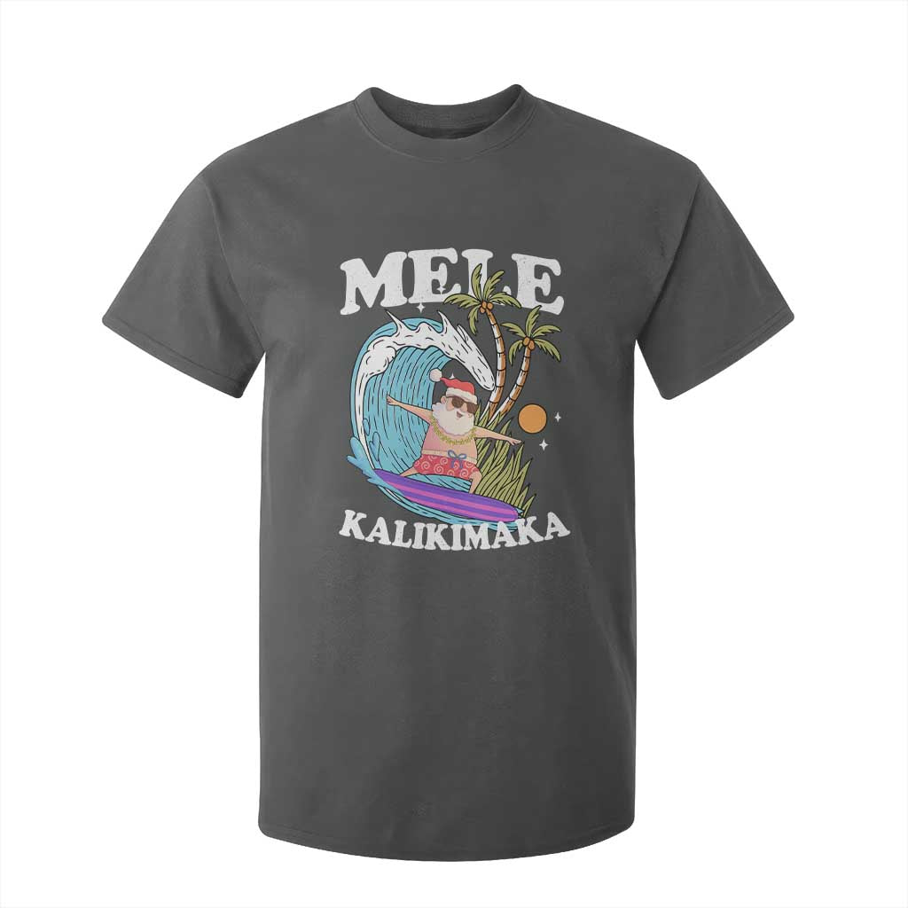 Mele Kalikimaka Hawaii Christmas Surfing Santa T Shirt For Kid Summer Beach Hawaii Xmas In July TS10 Dark Heather Print Your Wear
