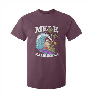 Mele Kalikimaka Hawaii Christmas Surfing Santa T Shirt For Kid Summer Beach Hawaii Xmas In July TS10 Maroon Print Your Wear