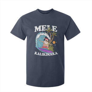 Mele Kalikimaka Hawaii Christmas Surfing Santa T Shirt For Kid Summer Beach Hawaii Xmas In July TS10 Navy Print Your Wear