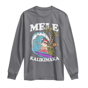 Mele Kalikimaka Hawaii Christmas Surfing Santa Long Sleeve Shirt Summer Beach Hawaii Xmas In July TS10 Charcoal Print Your Wear
