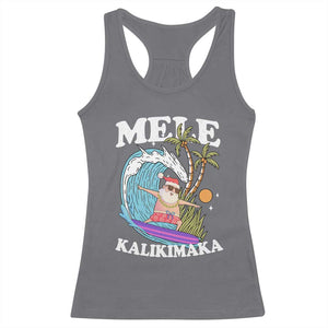 Mele Kalikimaka Hawaii Christmas Surfing Santa Racerback Tank Top Summer Beach Hawaii Xmas In July TS10 Charcoal Print Your Wear