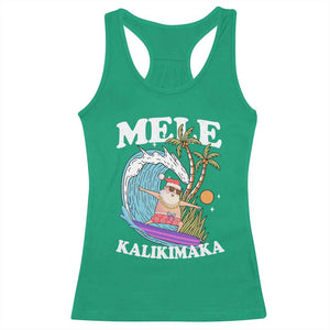 Mele Kalikimaka Hawaii Christmas Surfing Santa Racerback Tank Top Summer Beach Hawaii Xmas In July TS10 Irish Green Print Your Wear