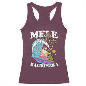 Mele Kalikimaka Hawaii Christmas Surfing Santa Racerback Tank Top Summer Beach Hawaii Xmas In July TS10 Maroon Print Your Wear