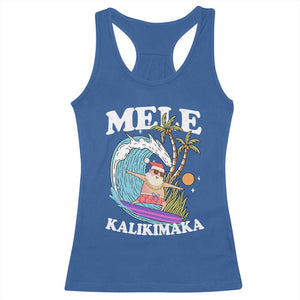 Mele Kalikimaka Hawaii Christmas Surfing Santa Racerback Tank Top Summer Beach Hawaii Xmas In July TS10 Royal Blue Print Your Wear