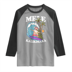 Mele Kalikimaka Hawaii Christmas Surfing Santa Raglan Shirt Summer Beach Hawaii Xmas In July TS10 Sport Gray Black Print Your Wear