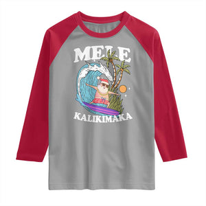 Mele Kalikimaka Hawaii Christmas Surfing Santa Raglan Shirt Summer Beach Hawaii Xmas In July TS10 Sport Gray Red Print Your Wear