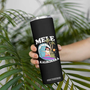 Mele Kalikimaka Hawaii Christmas Surfing Santa Skinny Tumbler Summer Beach Hawaii Xmas In July TS10 Print Your Wear