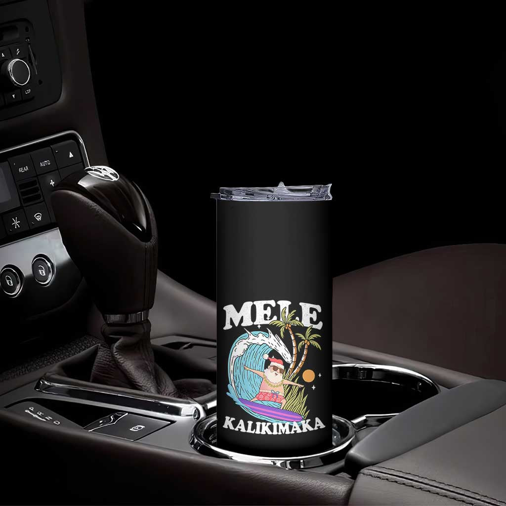 Mele Kalikimaka Hawaii Christmas Surfing Santa Skinny Tumbler Summer Beach Hawaii Xmas In July TS10 Print Your Wear