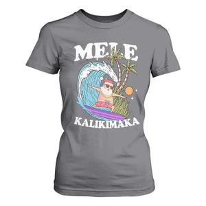 Mele Kalikimaka Hawaii Christmas Surfing Santa T Shirt For Women Summer Beach Hawaii Xmas In July TS10 Charcoal Print Your Wear