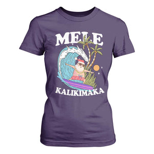 Mele Kalikimaka Hawaii Christmas Surfing Santa T Shirt For Women Summer Beach Hawaii Xmas In July TS10 Purple Print Your Wear