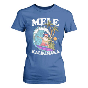 Mele Kalikimaka Hawaii Christmas Surfing Santa T Shirt For Women Summer Beach Hawaii Xmas In July TS10 Royal Blue Print Your Wear