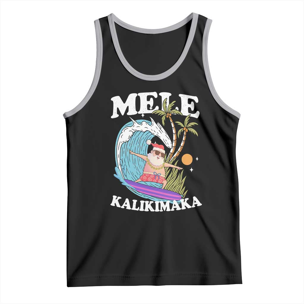 Mele Kalikimaka Hawaii Christmas Surfing Santa Tank Top Summer Beach Hawaii Xmas In July TS10 Black Athletic Heather Print Your Wear