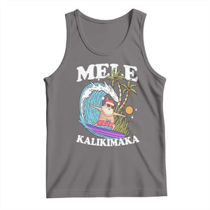Mele Kalikimaka Hawaii Christmas Surfing Santa Tank Top Summer Beach Hawaii Xmas In July TS10 Deep Heather Print Your Wear