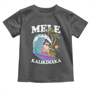 Mele Kalikimaka Hawaii Christmas Surfing Santa Toddler T Shirt Summer Beach Hawaii Xmas In July TS10 Dark Heather Print Your Wear