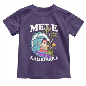 Mele Kalikimaka Hawaii Christmas Surfing Santa Toddler T Shirt Summer Beach Hawaii Xmas In July TS10 Purple Print Your Wear