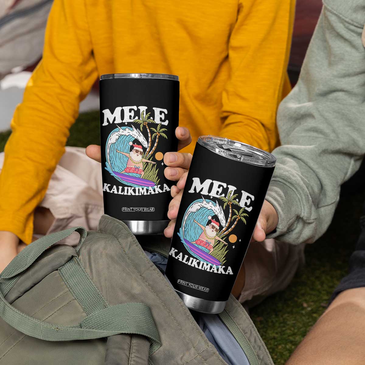 Mele Kalikimaka Hawaii Christmas Surfing Santa Tumbler Cup Summer Beach Hawaii Xmas In July TS10 Print Your Wear