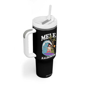 Mele Kalikimaka Hawaii Christmas Surfing Santa Tumbler With Handle Summer Beach Hawaii Xmas In July TS10 Print Your Wear