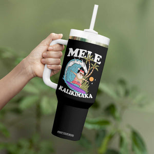 Mele Kalikimaka Hawaii Christmas Surfing Santa Tumbler With Handle Summer Beach Hawaii Xmas In July TS10 Print Your Wear