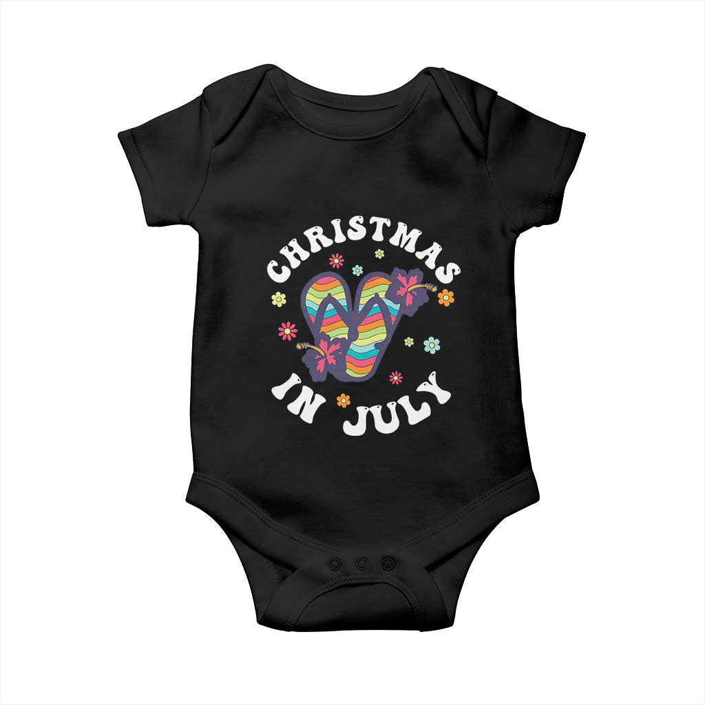 Christmas In July Summer Beach Baby Onesie Hawaii Flip Flops Hibiscus TS10 Black Print Your Wear