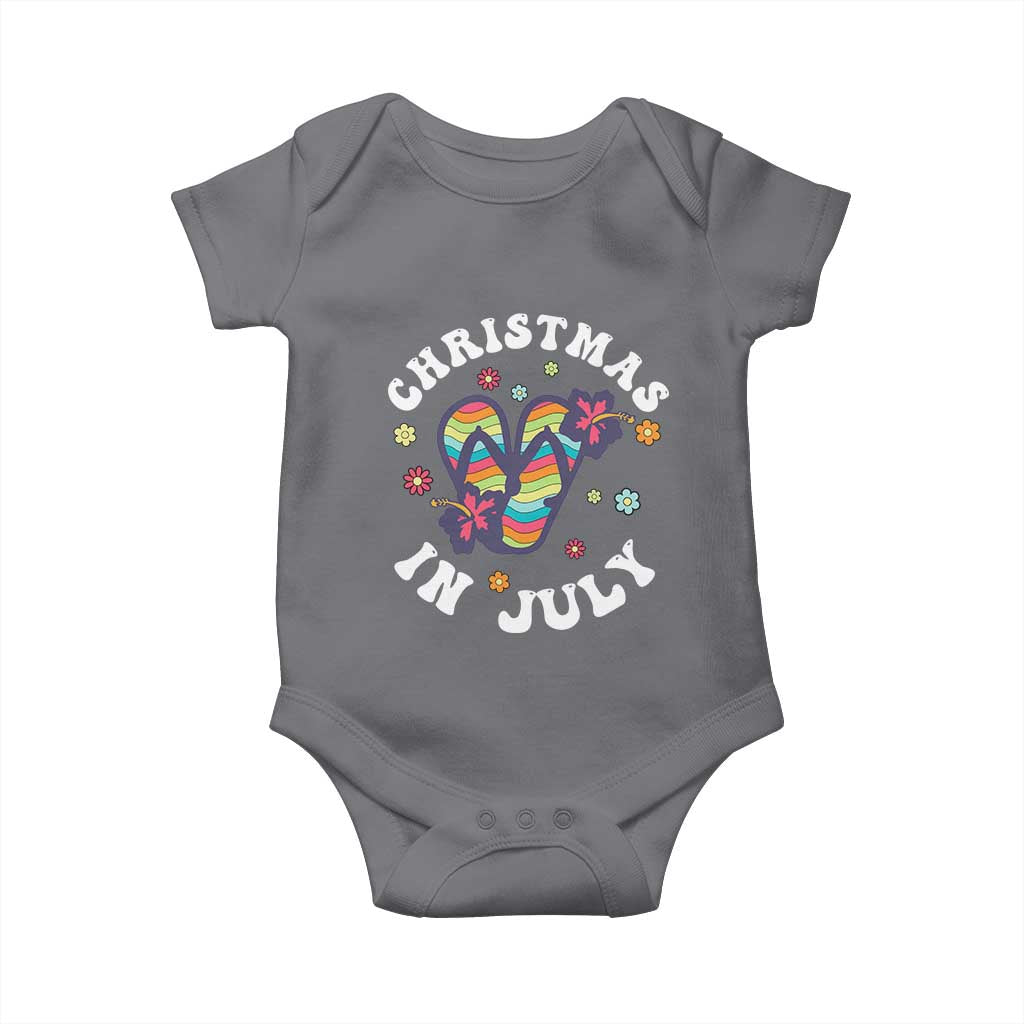 Christmas In July Summer Beach Baby Onesie Hawaii Flip Flops Hibiscus TS10 Charcoal Print Your Wear
