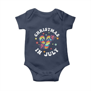Christmas In July Summer Beach Baby Onesie Hawaii Flip Flops Hibiscus TS10 Navy Print Your Wear