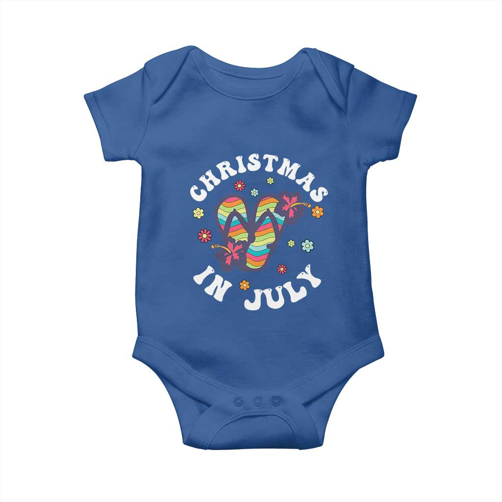 Christmas In July Summer Beach Baby Onesie Hawaii Flip Flops Hibiscus TS10 Royal Blue Print Your Wear