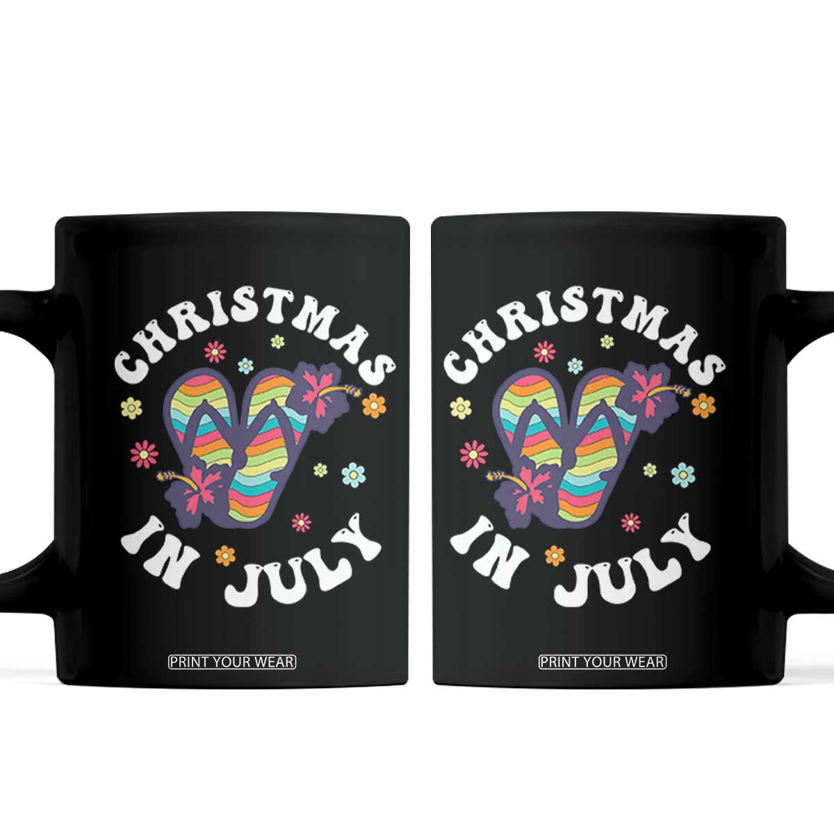 Christmas In July Summer Beach Coffee Mug Hawaii Flip Flops Hibiscus TS10 Black Print Your Wear